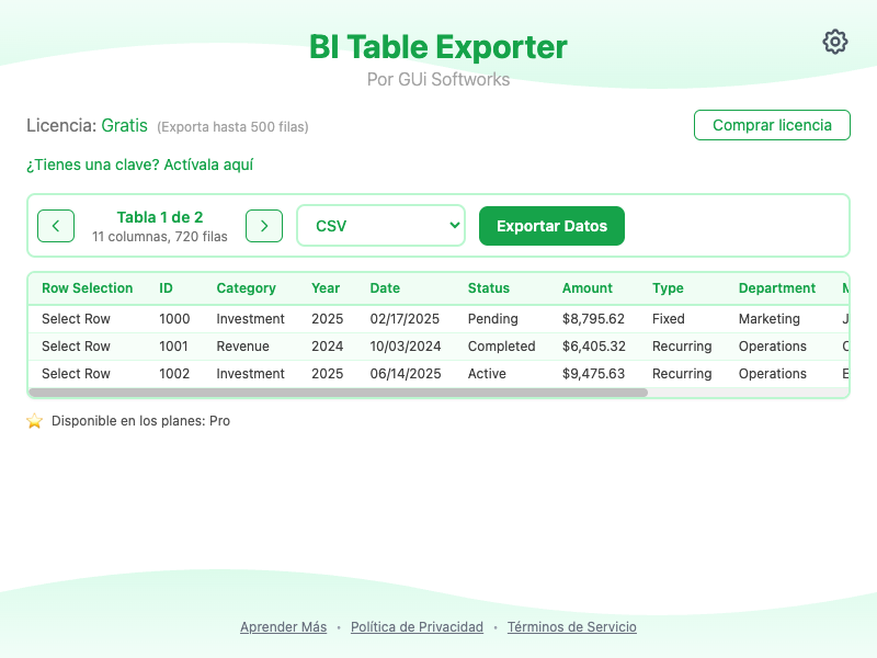 Captura de pantalla del popup de la extensión